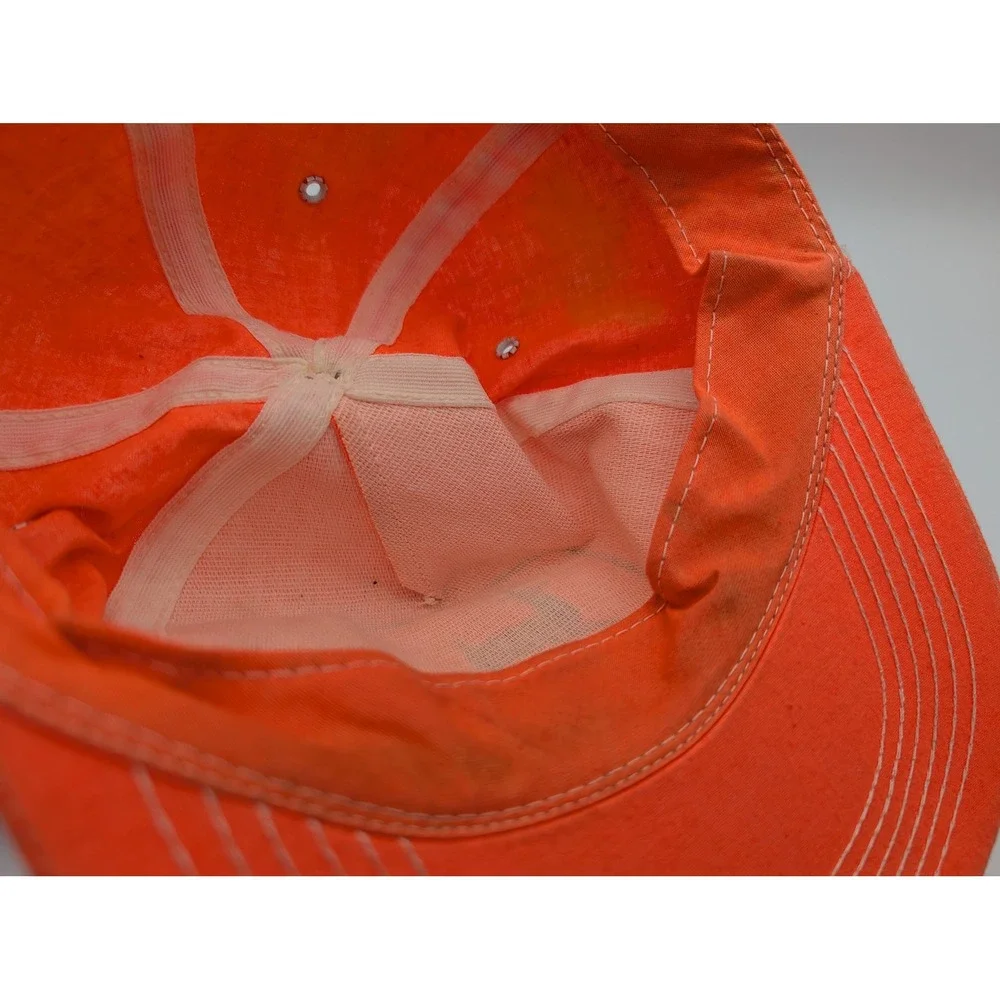 VTG John Deere Blaze Orange Snapback Hat Hunting Deer Logo Trucker Cap Made USA